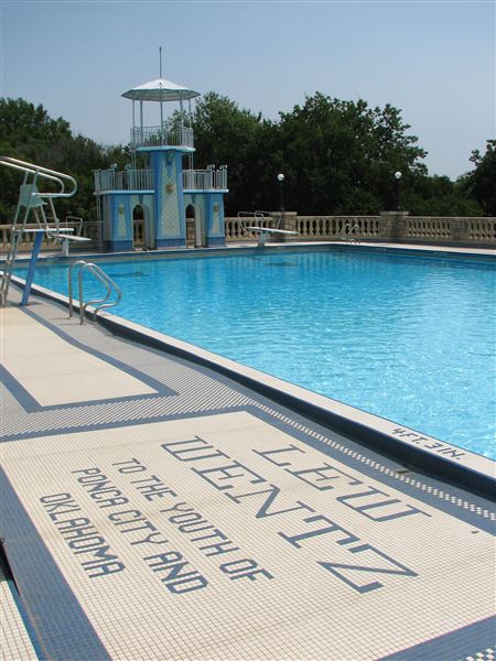 Wentz Pool today — 'To the Youth of Ponca City and Oklahoma'