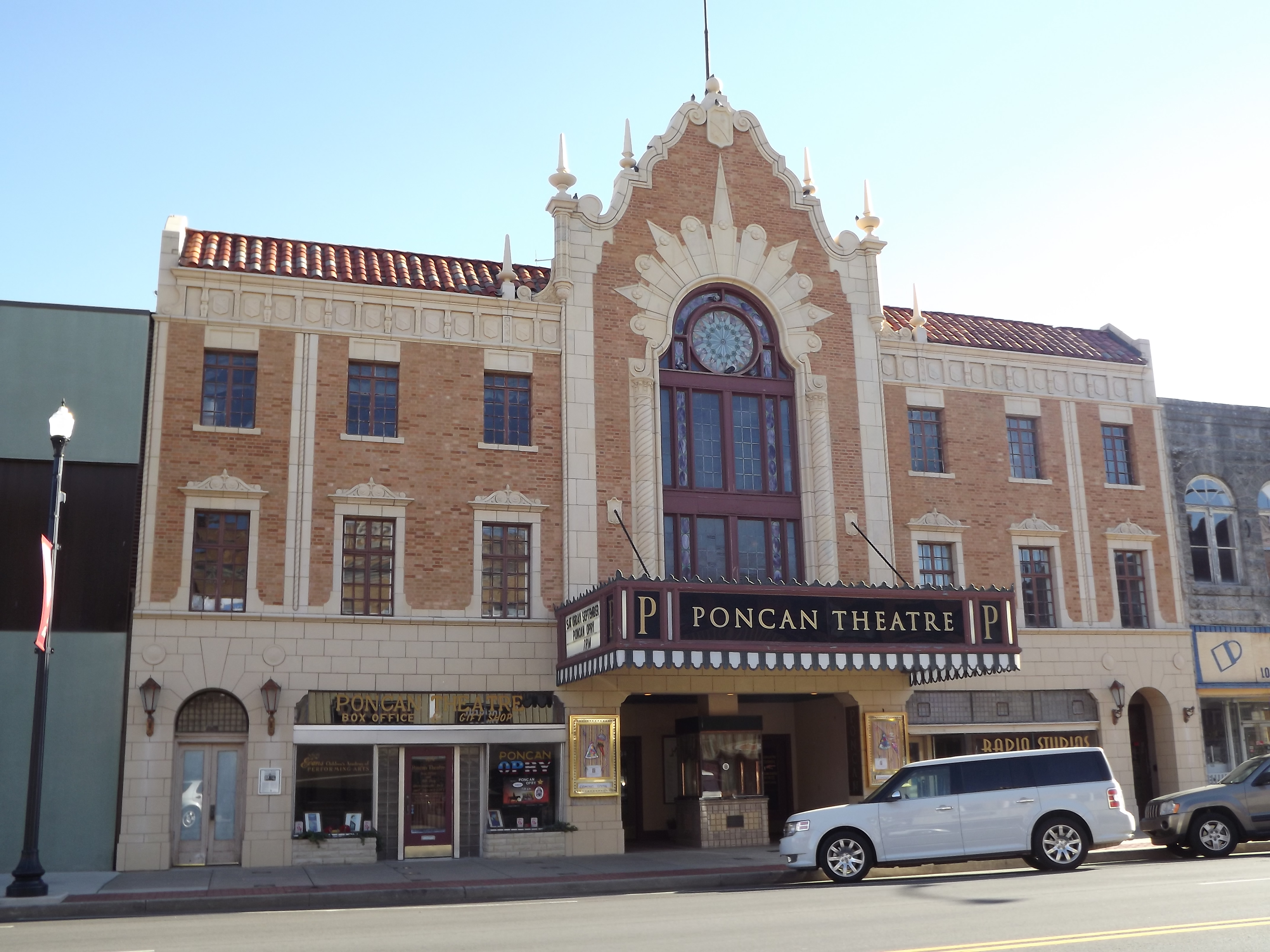 Poncan Theatre exterior, 104 E. Grand Ave, Ponca City